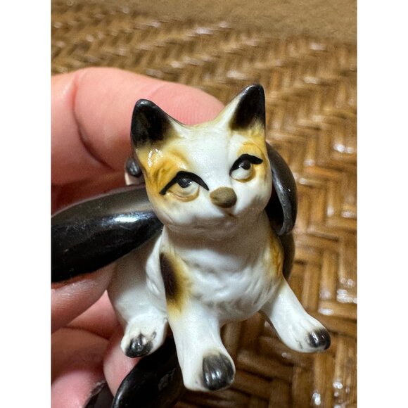 Vintage Ceramic Miniture Calico Cat Figurines Set Of 2 1 1/2" Tall - Picture 7 of 9